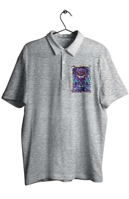 Men's polo with prints Pokemon Gengar. Anime, fushigibana, games, gengar, nintendo, pokemon, pokemon go. 2070702