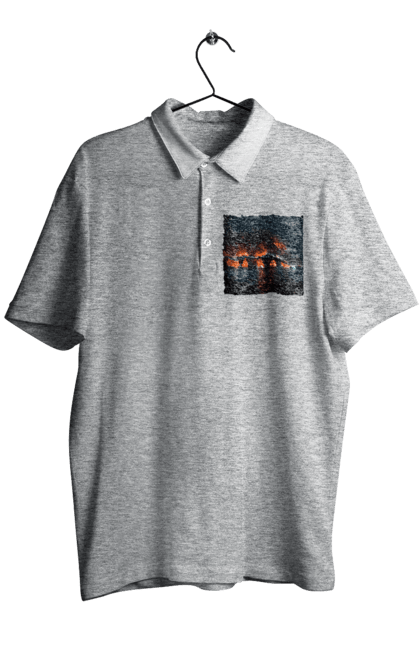 Поло чоловіче з принтом "Кримський мост горить". Армія росії, армія україни, годить, зсу, крим, мост, удар, удар зсу. 2070702