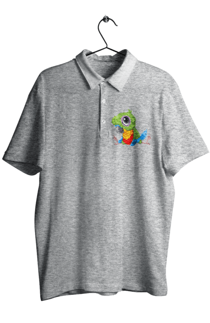 Men`s polo with prints Lovebird. Nicely, parrot. 2070702