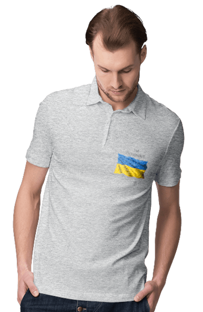 Поло чоловіче з принтом "Я українець". Прапор україни, символ україни, україна, українець, я українець. CustomPrint.market