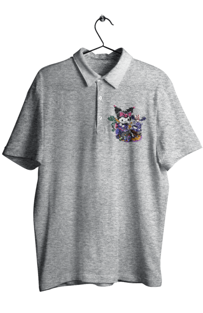 Men`s polo with prints Hello Kitty Kuromi. Anime, character, hello kitty, kuromi, my melody, sanrio. 2070702