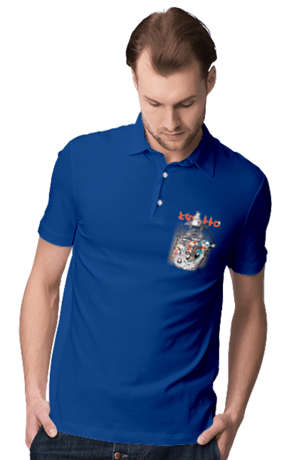 Men's polo with prints Totoro. Adventures, anime, comedy drama, fantasy, film, my neighbor totoro, tv series. 2070702