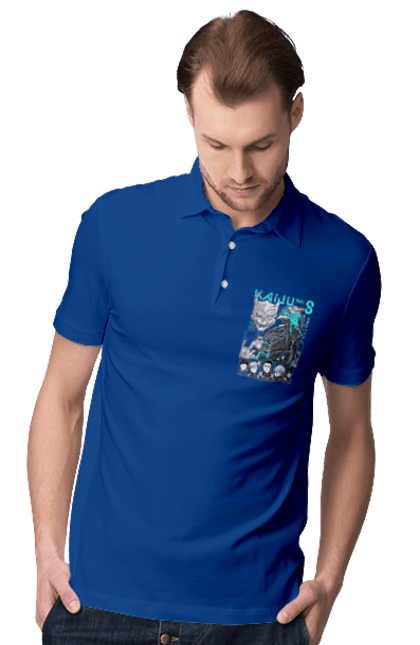 Men's polo with prints Kaiju № 8 Kafka Hibino. Anime, hibino kafka, kafka hibino, kaiju, kaiju 8, kaiju 8, kaiju № 8, manga. 2070702