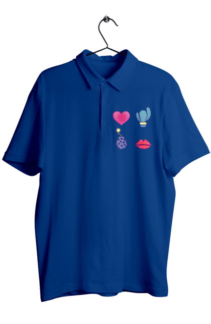 Поло чоловіче з принтом "Серце, Кактус, Бомба, Губи". Бомба, губи, кактус, серце. 2070702