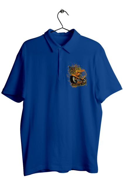 Men`s polo with prints Turbo Moped. Moped, riding, speed. 2070702