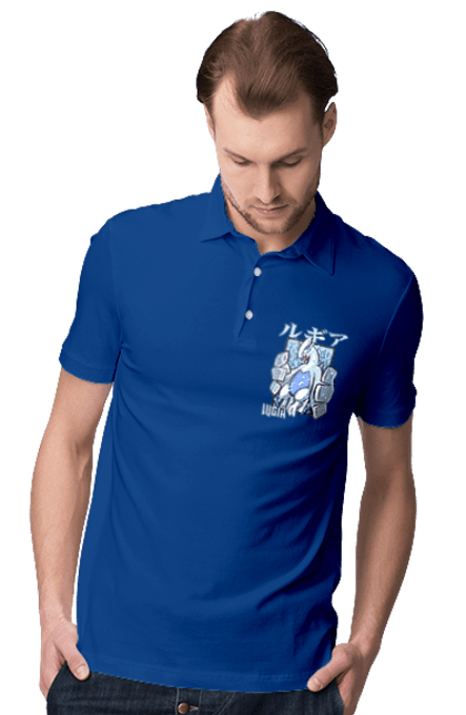 Men's polo with prints Pokemon Lugia. Anime, games, lugia, nintendo, pokemon, pokemon go. 2070702