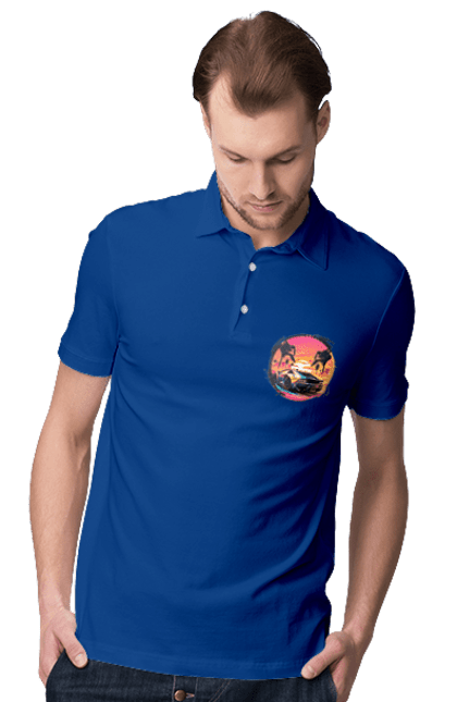 Men`s polo with prints Lamborghini Retrowave. Avto, car, cars, lamba, lamborghini, retrowave. 2070702