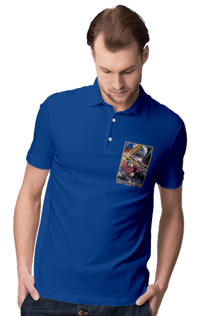 Men's polo with prints One Piece Dracule Mihawk. Anime, dracule mihawk, manga, mihawk, one piece, straw hat pirates. 2070702