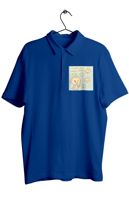 Поло чоловіче з принтом "Лабубу". Бульбашки, грайливо, каваї, казково, лабубу, милаілюстрація, ніжнікольори, пастельнамистецтво, щасливі бульбашки. 2070702