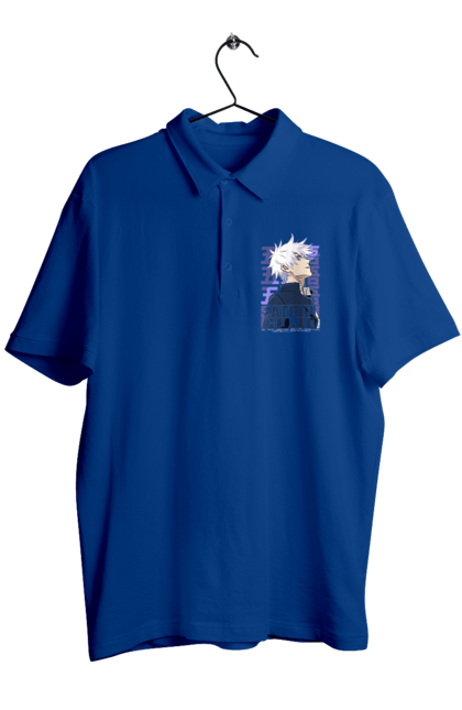 Men's polo with prints Jujutsu Kaisen Gojo. Anime, dark fantasy, gojo, jujutsu kaisen, magic battle, manga, mystic. 2070702