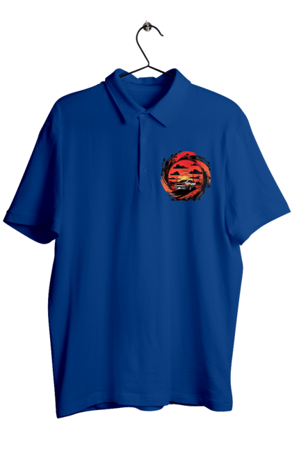 Поло чоловіче з принтом "Феррарі на заході сонця". Авто, автомобіль, машини, феррарі. 2070702