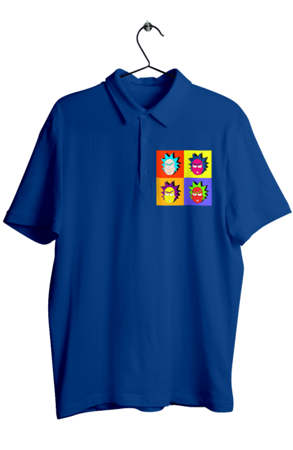 Men's polo with prints Rick and Morty. Adventures, black humor, cartoon, pop art, rick, rick and morty, sci-fi, tragicomedy. 2070702