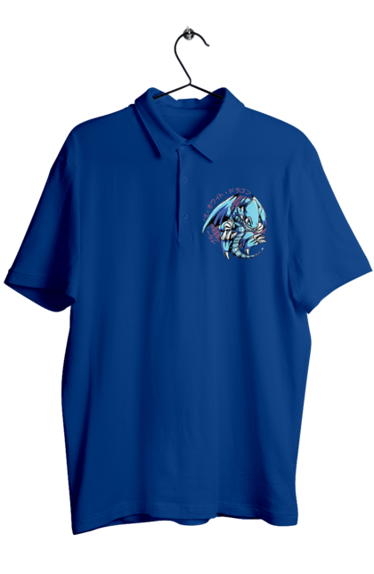 Men's polo with prints Yu Gi Oh! Blue Eyes Toon Dragon. Anime, blue-eyes toon dragon, cards, dragon, game, manga, yu gi oh. 2070702