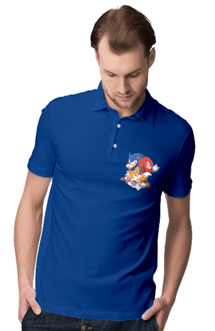 Поло чоловіче з принтом "СОНИК". Game, sega, shadow, shadow the hedgehog, sonic, sonic the hedgehog, sonic x, ежик, игра, монетки, сега, соник, шедов. CustomPrint.market