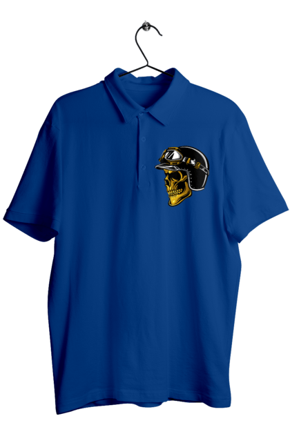 Поло чоловіче з принтом "Череп в мотошоломі". Крутий, очі, череп, шолом. 2070702