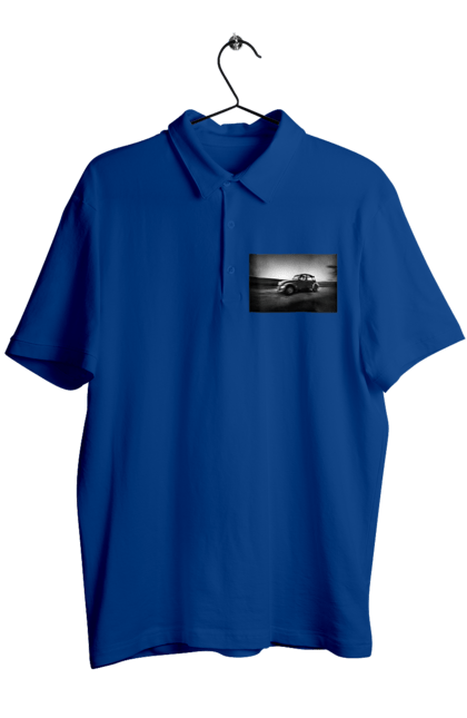 Поло чоловіче з принтом "Ретро машина чб". Авто, ретро, ретро машина, чорно біла машина. 2070702