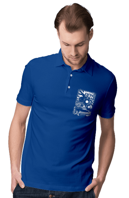 Men`s polo with prints 80 E, Machine And Music. 80, 80s, machine, music. 2070702