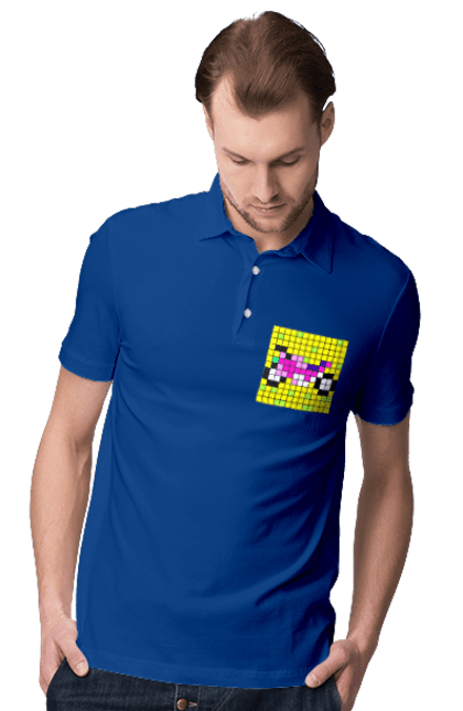 Men`s polo with prints Pixel Bike. Bike, bright, color, motorcycle, pixel. 2070702