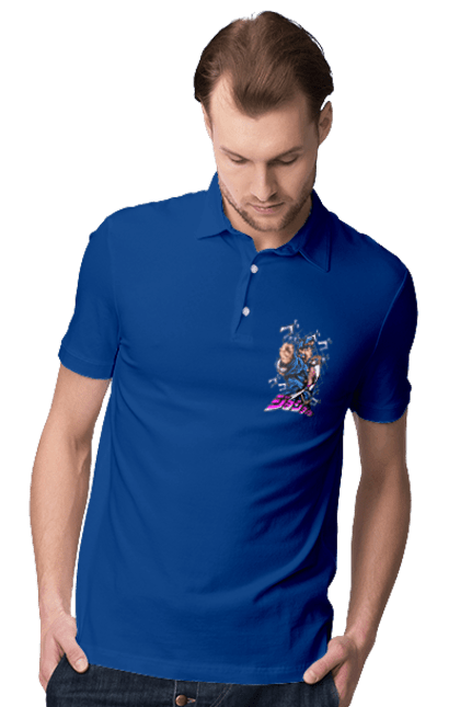 Men's polo with prints JOJO Jotaro. Anime, jojo, jojo`s bizarre adventure, jojo’s bizarre adventure, jotaro, jotaro kujo, manga. 2070702