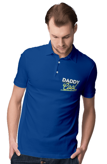 Поло чоловіче з принтом "Кльовий тато". Dad, daddy, батька, батько, батя, день, день батька, зять, коханий чоловік, мужик, папа, папулечка, подарунок, свято, улюблений, чоловік, яжбати. PrintMarket - інтернет-магазин одягу та аксесуарів з принтами плюс конструктор принтів - створи свій унікальний дизайн
