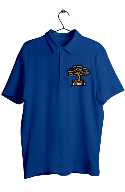 Поло чоловіче з принтом "Кодер". Айті, айтішник, для айтішника, для програміста, кодер, подарунок айтішнику, подарунок програмісту, програміст, розробник. 2070702