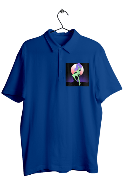 Поло чоловіче з принтом "Зелена Дівчина І Місяць". Інопланетянка, місяць. 2070702