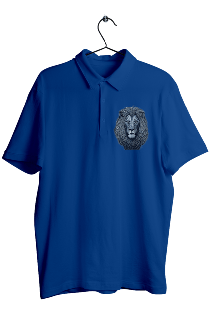 Поло чоловіче з принтом "Захоплююча ілюстрація величного лева". Велич, величний лев, лев. CustomPrint.market