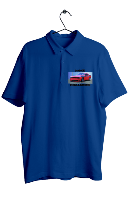 Men`s polo with prints Dodge challenger. An american legend, auto, car, classic car, cult car, dodge challenger, oil car, powerful car. 2070702