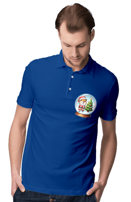 Men's polo with prints Christmas Capybara with a Tree. Animal, capybara, christmas, christmas capybara, christmas tree, gift, holiday, new year, new year`s gift, santa. 2070702