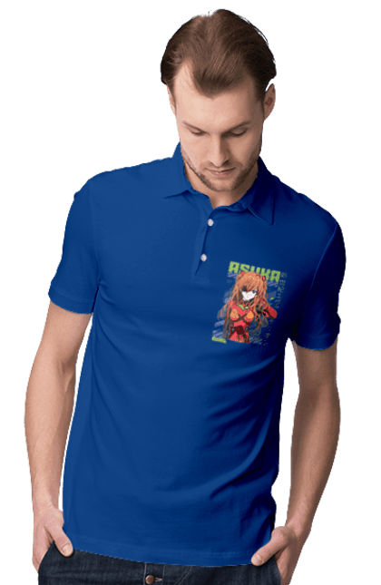 Men's polo with prints Evangelion Asuka. Anime, asuka, asuka langley sorry, eva 02, evangelion, eve, kaoru, manga, ray, shinji. 2070702