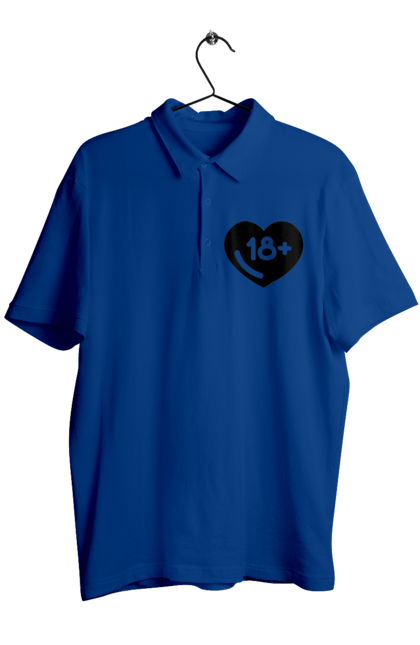 Men`s polo with prints 18+. 18+, black, heart, prohibition, sex. 2070702