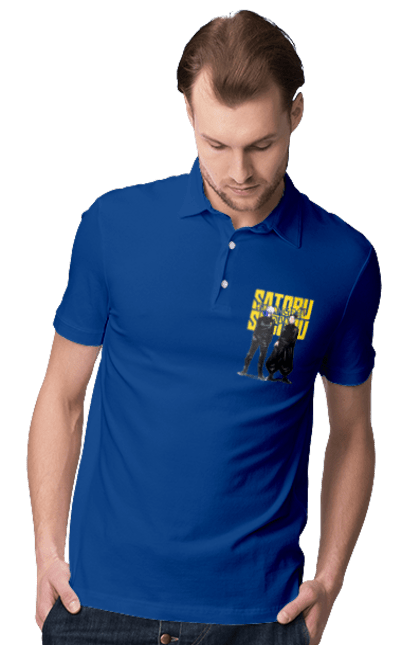 Men's polo with prints Jujutsu Kaisen Gojo and Geto. Anime, dark fantasy, geto, gojo, jujutsu kaisen, magic battle, manga, mystic, suguru geto. 2070702