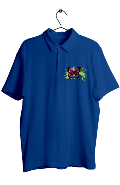 Men`s polo with prints Pink Butterfly. Butterfly. 2070702