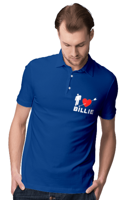 Поло чоловіче з принтом "Біллі Айліш". Біллі айліш, логотип біллі айліш, принт біллі айліш, співачка біллі айліш. CustomPrint.market
