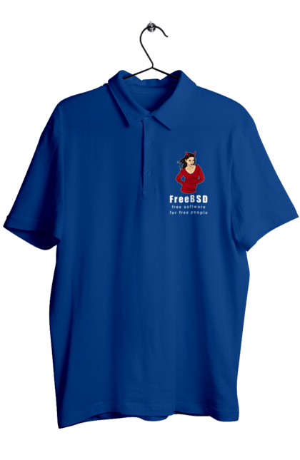 Поло чоловіче з принтом "Freebsd Для Вільних". Bsd, freebsd, unix, адміністратор, айті, айтішник, безкоштовна, безкоштовно, бестія, білий, вільна, демон, демонесса, доступність, незалежність, операційна система, ос, програміст, програмне забезпечення, свобода, сисадмін, система, системний адміністратор, софт, текст, червоний. 2070702