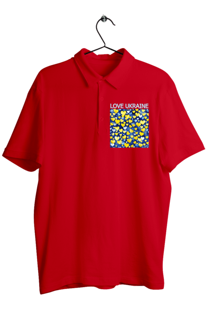 Men`s polo with prints I love Ukraine. Heart, i love ukraine, love, symbols of ukraine, ukraine, ukrainian symbols. 2070702