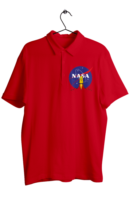 Men's polo with prints NASA. Aeronautics, astronautics, aviation, nasa, research, rocket, science, space, technologies, usa. 2070702