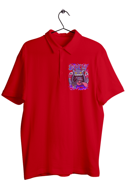 Men`s polo with prints Pokemon Gengar. Anime, fushigibana, games, gengar, nintendo, pokemon, pokemon go. 2070702