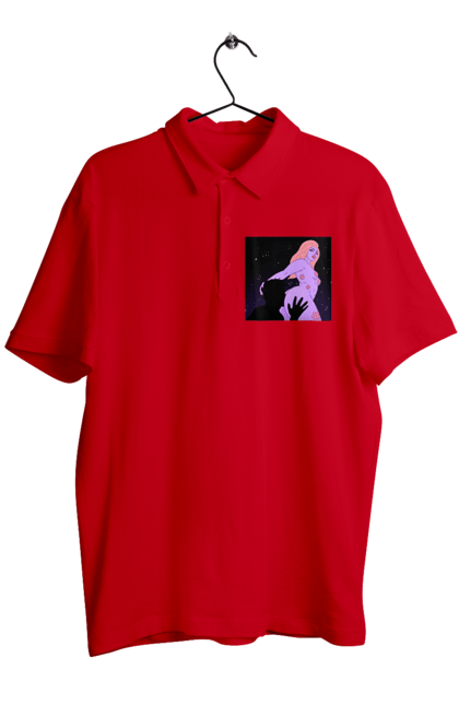 Men`s polo with prints Purple Girl. Body, girl. 2070702