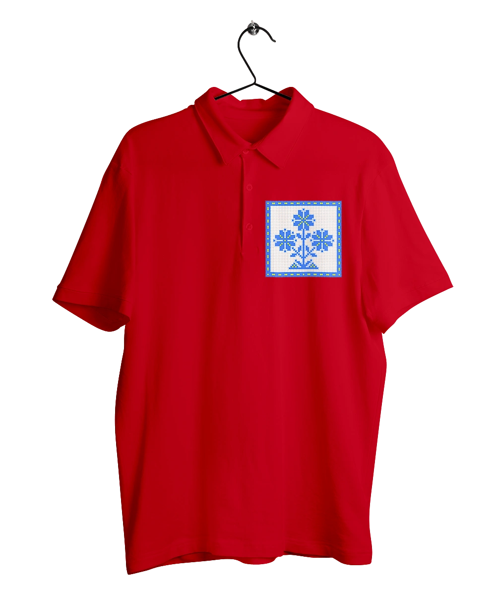 Жовто блакитна вишивка квіти