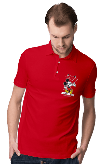 Men's polo with prints Mickey Mouse. Cartoon, disney, mickey, mickey mouse. 2070702