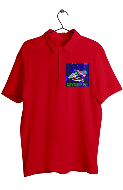 Men`s polo with prints Step`n. Crypt, cryptocurrencies, nft, nft sneakers, solana, stepn, virtual crosses. 2070702