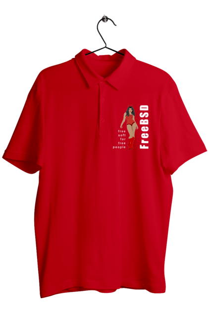 Поло чоловіче з принтом "Freebsd Для Вільних". Bsd, freebsd, unix, адміністратор, айті, айтішник, безкоштовна, безкоштовно, бестія, білий, вільна, демон, демонесса, дівчина, для дорослих, доступність, еротика, еротична, жінка, незалежність, операційна система, ос, програміст, програмне забезпечення, свобода, сисадмін, система, системний адміністратор, софт, текст, червоний. 2070702