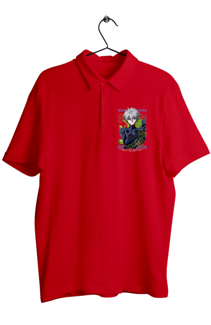 Men's polo with prints Evangelion Kaworu. Anime, evangelion, eve, kaworu, kaworu nagisa, manga, neon genesis evangelion, nerve, tv series. 2070702