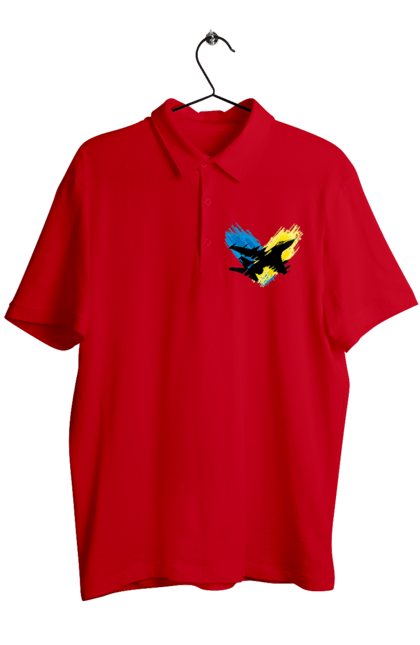 Поло чоловіче з принтом "Літак F 16". З прапором, зсу, літак, літак f16, патріотична, прапор, ф16. 2070702