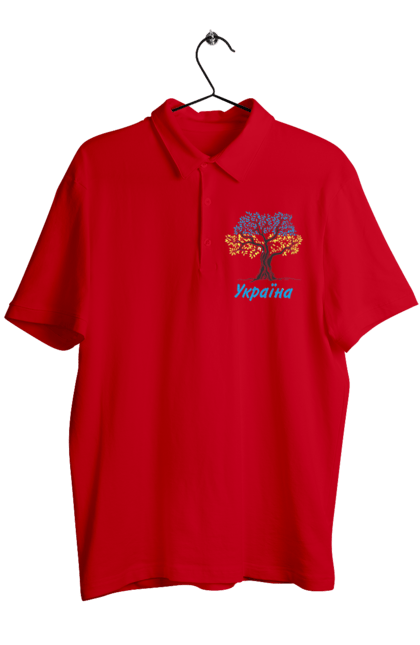 Men`s polo with prints Blue yellow tree Ukraine. Blue yellow tree, symbol of ukraine, ukraine, ukrainian symbols, ukrainian tree. 2070702