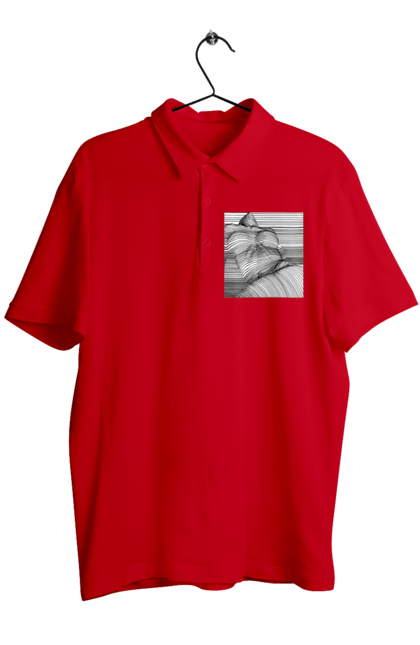 Поло чоловіче з принтом "Дівчина В Смужку". Гола, сиськи. 2070702