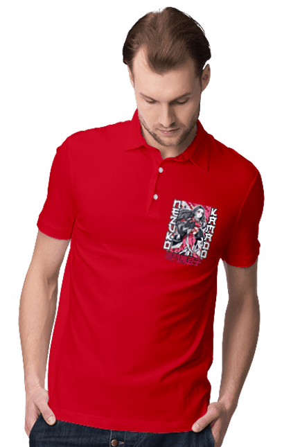 Men's polo with prints Demon Slayer Nezuko. Anime, demon slayer, kimetsu no yaiba, manga, nezuko, serial. 2070702