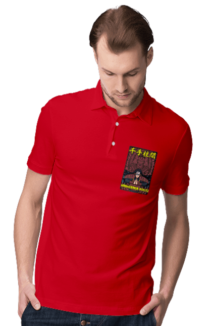 Men's polo with prints Naruto Hashirama. Anime, character, hashirama, hashirama senju, hokage, manga, naruto, ninja, tv series. 2070702