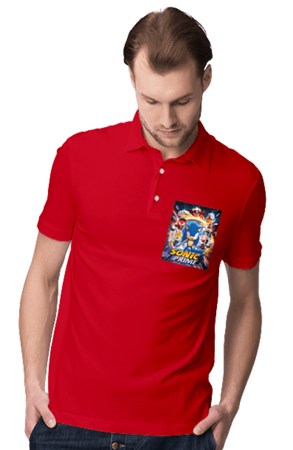 Поло чоловіче з принтом "Сонік". Sega, гра, сонік. CustomPrint.market